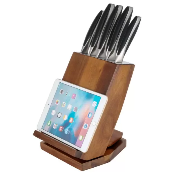 Ozeri 6-Piece Japanese Stainless Steel Knife Block Set with Rotating Knife Block and Tablet Holder