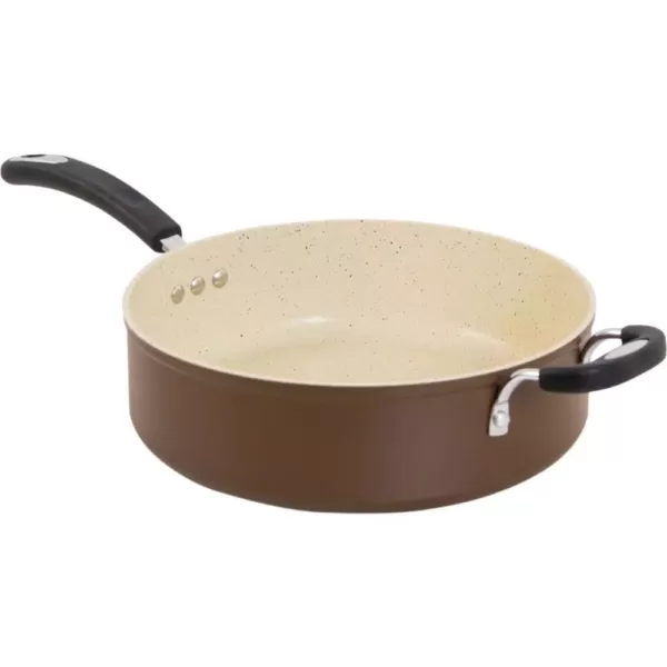 Ozeri Stone Earth 5.3 qt. Aluminum Ceramic Nonstick Sauce Pan in Coconut Brown with Glass Lid