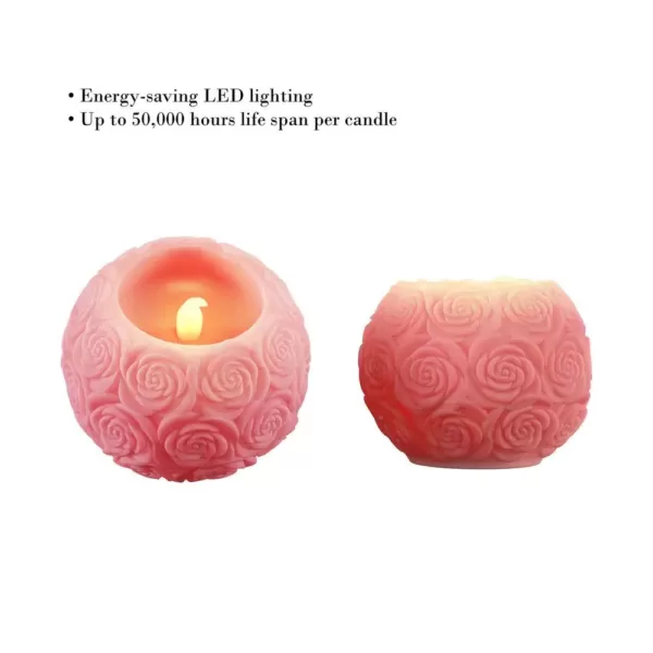 Lavish Home Rose Embossed Ball LED Flameless Candle with Remote Control