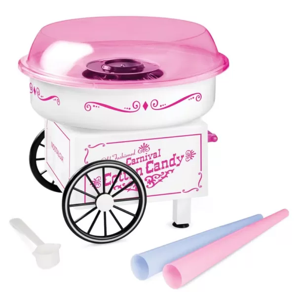 Nostalgia Vintage Pink Cotton Candy Maker with 2 Cotton Candy Cones