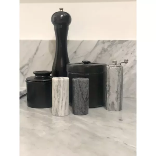 Fox Run White and Black Marble Salt and Pepper Shaker Set