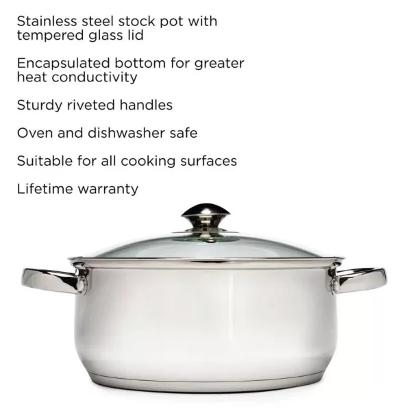 Ecolution Pure Intentions 5 qt. Round Stainless Steel Dutch Oven in Polished Stainless Steel with Glass Lid