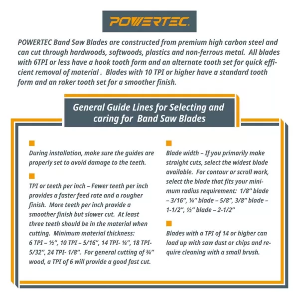 POWERTEC 63-1/2 in. x 3/8 in. x 10 TPI Band Saw Blade