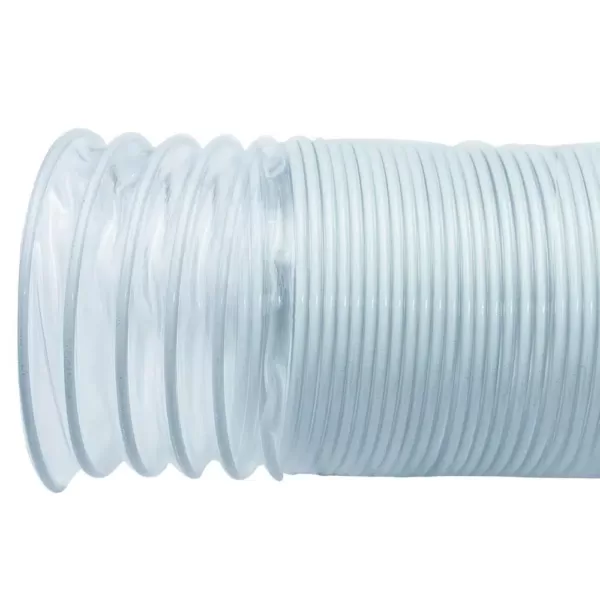 POWERTEC 4 in. x 20 ft. Flexible PVC Dust Collection Hose, Clear Color