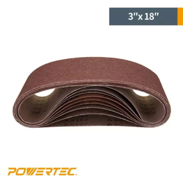 POWERTEC 3 in. x 18 in. 240-Grit Aluminum Oxide Sanding Belt (10-Pack)