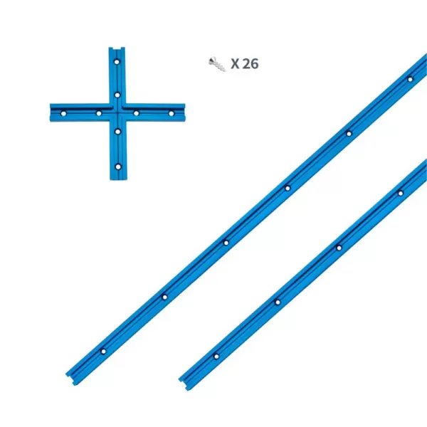 POWERTEC 36 in. Double-Cut Profile Universal T-Track with Intersection Kit and Wood Screws