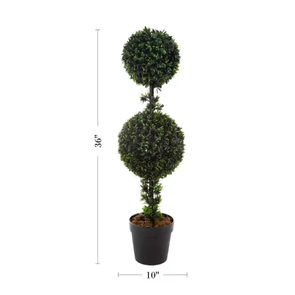 Pure Garden 36 in. Artificial Double Ball Podocarpus Topiary