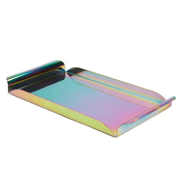 Mind Reader Assorted Color Metal Rectangular Serving Tray with Handles