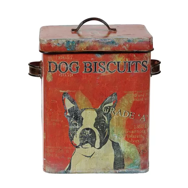 3R Studios Vintage Tin Dog Biscuit Container with Boston Terrier