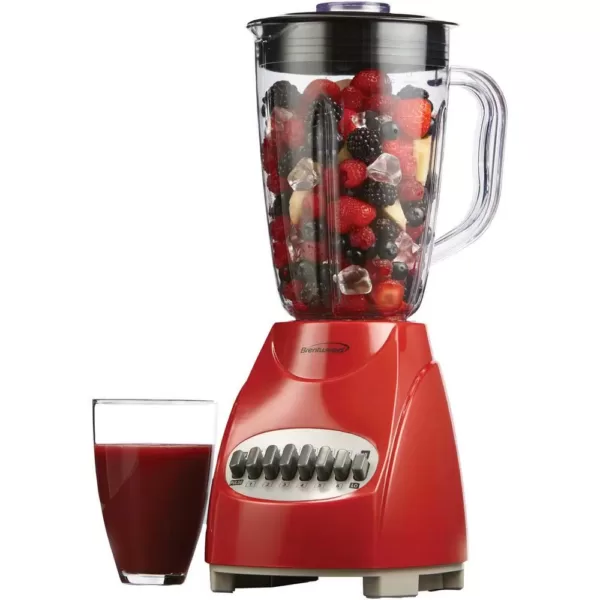 Brentwood Appliances 50 oz.12-Speed Red Countertop Blender with Electric Hand Mixer