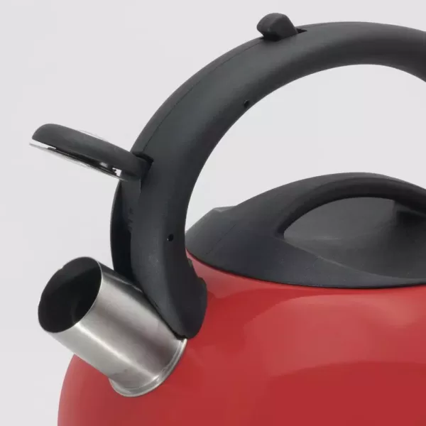 ExcelSteel 3 Qt. Red Stainless Steel Tea Kettle