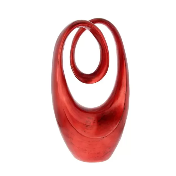 LITTON LANE 20 in. x 11 in. Decorative Abstract Sculpture in Red Polystone