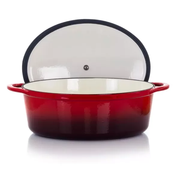 MegaChef MegaChef 7 Qt. Oval Enameled Cast Iron Casserole in Red