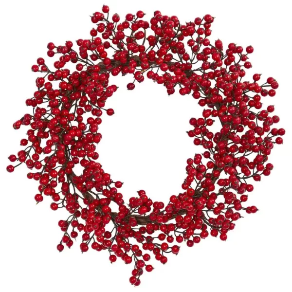 Nearly Natural 22 in. Berry Artificial Wreath