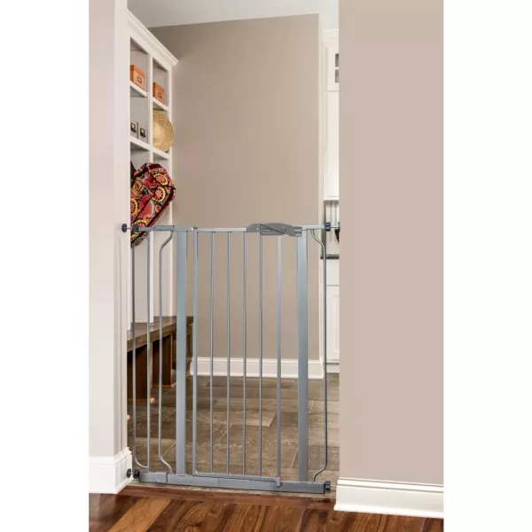 Regalo 41 in. Easy Step Extra Tall Platinum Metal Walk Through Gate