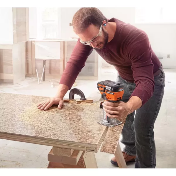 RIDGID 18-Volt Cordless Brushless 1/4 in. Compact Router with Fixed Base and Tool Free Depth Adjustment