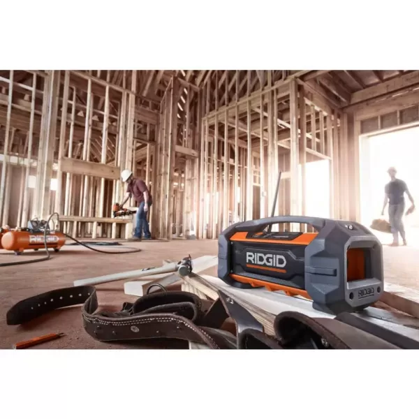 RIDGID 18-Volt Cordless Hybrid Jobsite Radio with Bluetooth Wireless Technology with 1.5 Ah Lithium-Ion Battery