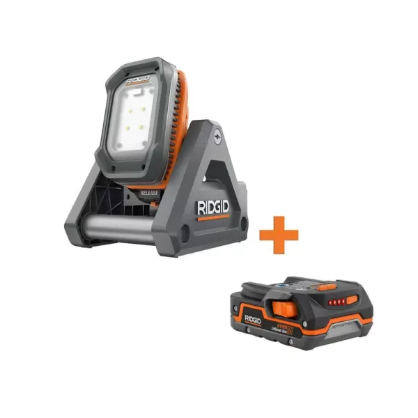 RIDGID 18-Volt Cordless Flood Light with Detachable Light with 1.5 Ah Lithium-Ion Battery