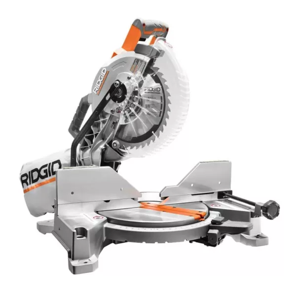 RIDGID 15 Amp 10 in. Dual Miter Saw with LED Cut Line Indicator and Professional Compact Miter Saw Stand