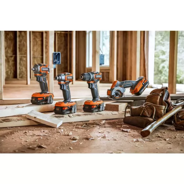 RIDGID 18V SubCompact Lithium-Ion Brushless Drill Kit, 3 in. Multi-Material Saw with (2) 2.0 Ah Batteries, Charger, and Bag