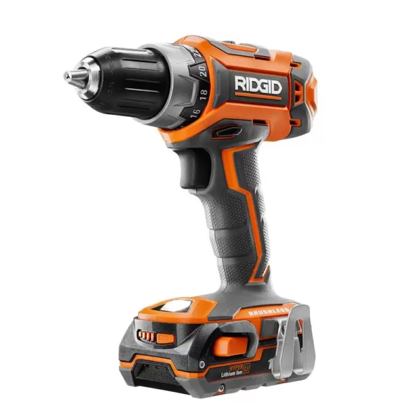 RIDGID 18-Volt Lithium-Ion Cordless Brushless Drill/Driver and Impact Driver Combo Kit w/(2) 1.5 Ah Batteries, Charger, and Bag