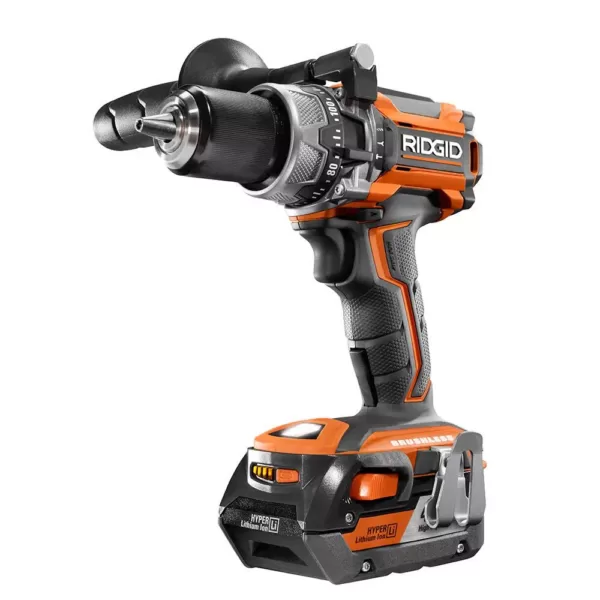 RIDGID 18-Volt Lithium-Ion Cordless Brushless 5-Tool Combo Kit with (1) 2.0 Ah and (1) 4.0 Ah Battery, 18-Volt Charger, and Bag