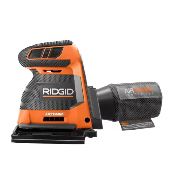 RIDGID 18-Volt OCTANE Cordless Brushless 3-Speed 1/4 Sheet Sander with 18-Volt 2.0 Ah Lithium-Ion Battery and Charger Kit