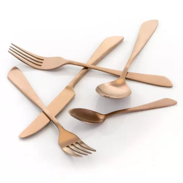 MegaChef Gibbous 20-Piece Rose Gold Matte Stainless Steel Flatware Set (Service for 4)