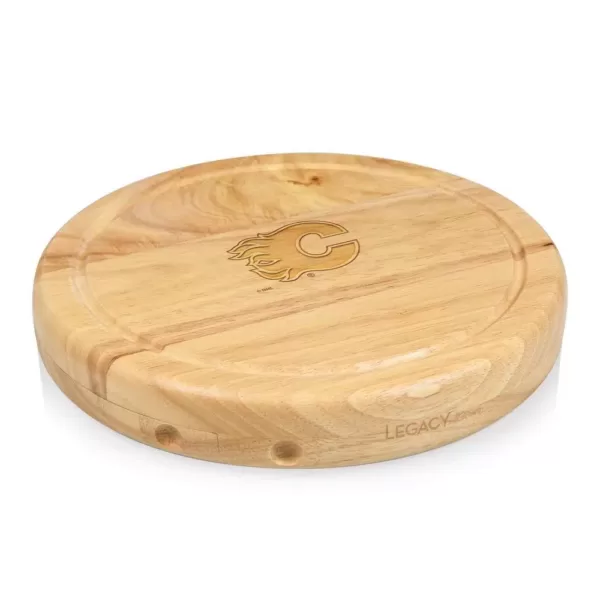 Picnic Time Calgary Flames 10.20 in. Natural Wood Cheese Board and Tool Set