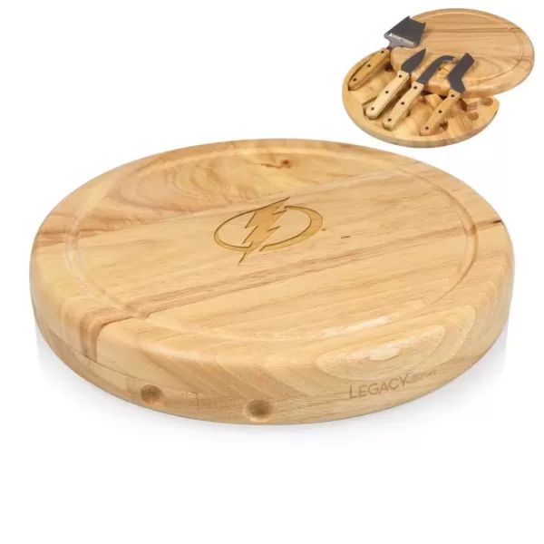 Picnic Time Tampa Bay Lightning 10.20 Natural Wood Cheese Board and Tool Set