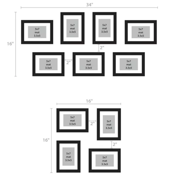 DesignOvation Gallery 5 in. x 7 in. Matted to 3.5 in. x 5 in. Rustic Brown Wood Picture Frame (Set of 4)