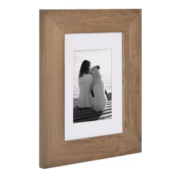 DesignOvation Museum 5 in. x 7 in. Matted to 3.5 in. x 5 in. Rustic Brown Picture Frame (Set of 4)