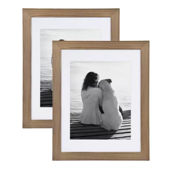 DesignOvation Museum 14 in. x 18 in. Matted to 11 in. x 14 in. Rustic Brown Picture Frame (Set of 2)