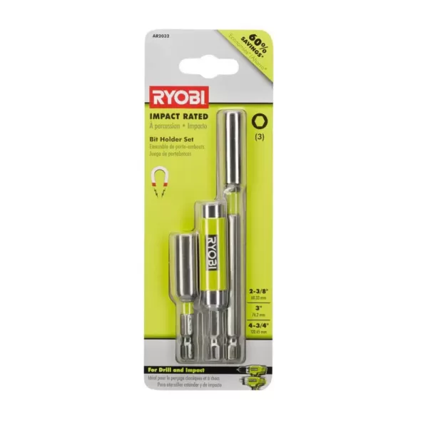 RYOBI Impact Rated Bit Holder Set (3-Piece)