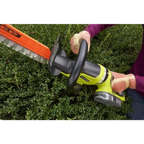 RYOBI ONE+ 100 MPH 280 CFM 18-Volt Lithium-Ion Cordless Jet Fan Leaf Blower and Hedge Trimmer with 4 Ah Battery and Charger