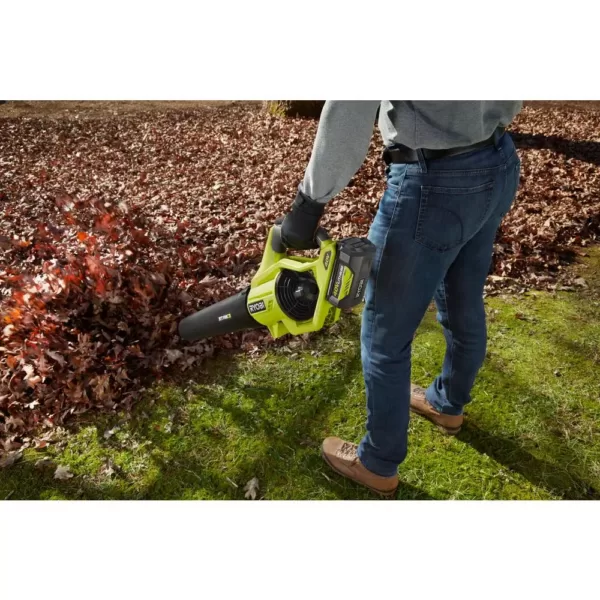 RYOBI Reconditioned 110 MPH 500 CFM 40-Volt Lithium-Ion Cordless Variable-Speed Jet Fan Leaf Blower, 4.0Ah Battery and Charger