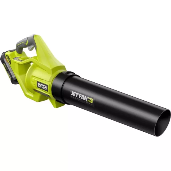 RYOBI Reconditioned 110 MPH 500 CFM 40-Volt Lithium-Ion Cordless Variable-Speed Jet Fan Leaf Blower, 4.0Ah Battery and Charger