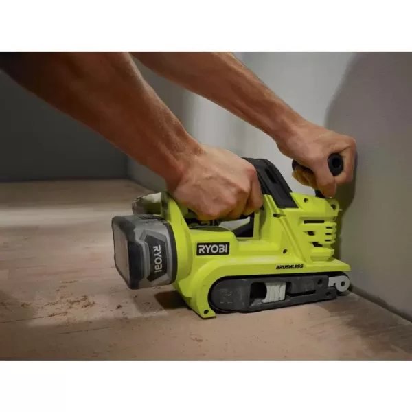 RYOBI 18-Volt ONE+ Lithium-Ion Brushless Cordless 3 in. x 18 in. Belt Sander and Fixed Base Trim Router (Tools Only)