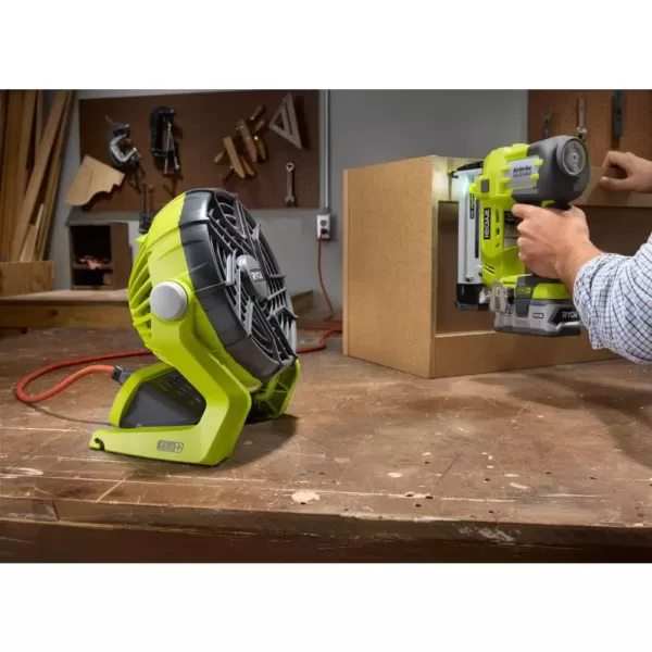 RYOBI 18-Volt ONE+ Lithium-Ion Cordless Hybrid Stereo with Bluetooth Wireless Technology and Hybrid Portable Fan (Tools Only)