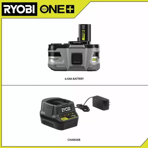 RYOBI 18V ONE+ Lithium-Ion 6.0 Ah LITHIUM+ HP High Capacity Battery and Charger