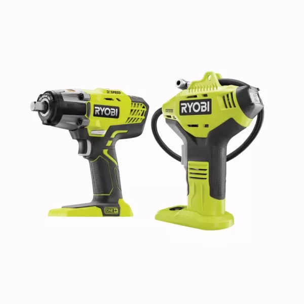 RYOBI ONE+ 18V Cordless 1/2 in. Impact Wrench and Power Inflator Kit (Tools Only)