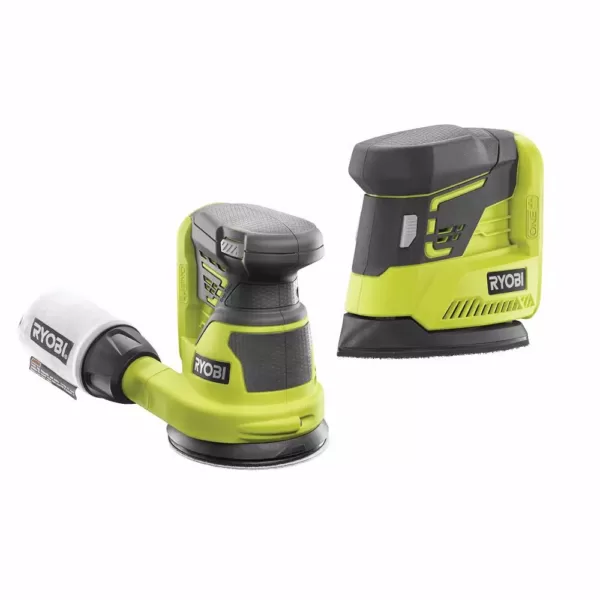 RYOBI 18-Volt ONE+ Lithium-Ion Cordless 5 in. Random Orbit Sander with ONE+ Corner Cat Finish Sander (Tools Only)