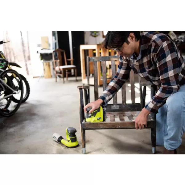 RYOBI 18-Volt ONE+ Lithium-Ion Cordless 5 in. Random Orbit Sander with ONE+ Corner Cat Finish Sander (Tools Only)