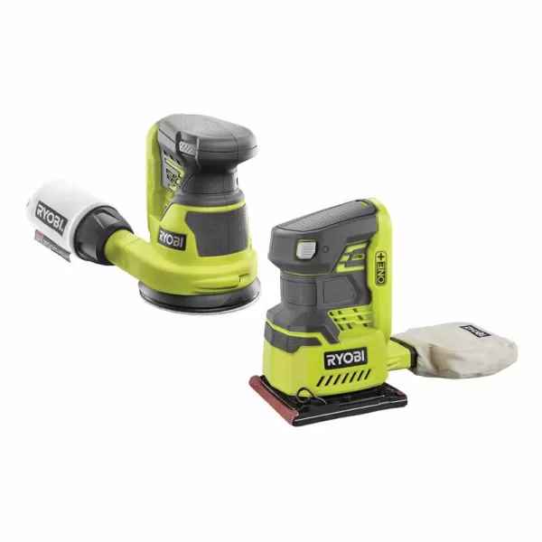 RYOBI 18-Volt ONE+ Lithium-Ion Cordless 5 in. Random Orbit Sander and 1/4 Sheet Sander with Dust Bag (Tools Only)