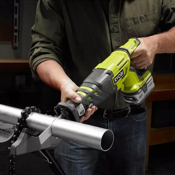 RYOBI 18-Volt ONE+ Cordless Brushless Reciprocating Saw (Tool Only) with Wood Cutting Blade