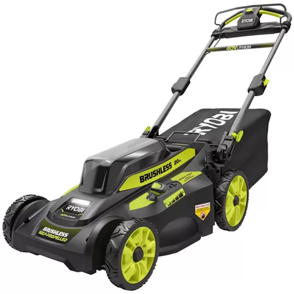 RYOBI 20 in. 40-Volt 6.0 Ah Lithium-Ion Battery Brushless Cordless Walk Behind Self-Propelled Lawn Mower with Charger Included