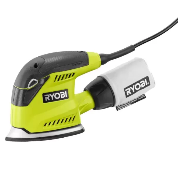 RYOBI 1.2 Amp Corded 5.5 in. Corner Cat Sander with Dust Bag, Sample Sandpaper, and Storage Case