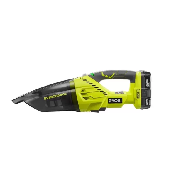 RYOBI 18-Volt ONE+ Lithium-Ion Cordless EVERCHARGE Hand Vacuum Kit with 1.3 Ah Compact Battery and Wall Adaptor/Charger