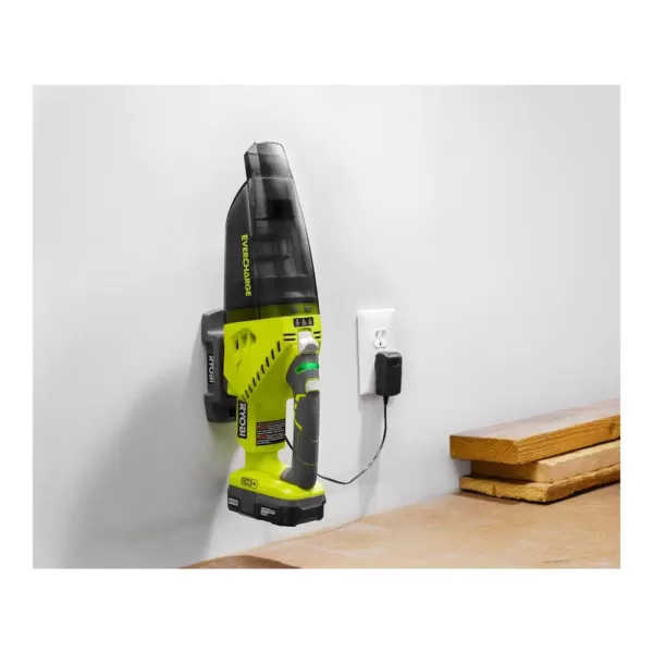 RYOBI 18-Volt ONE+ Lithium-Ion Cordless EVERCHARGE Hand Vacuum Kit with 1.3 Ah Compact Battery and Wall Adaptor/Charger