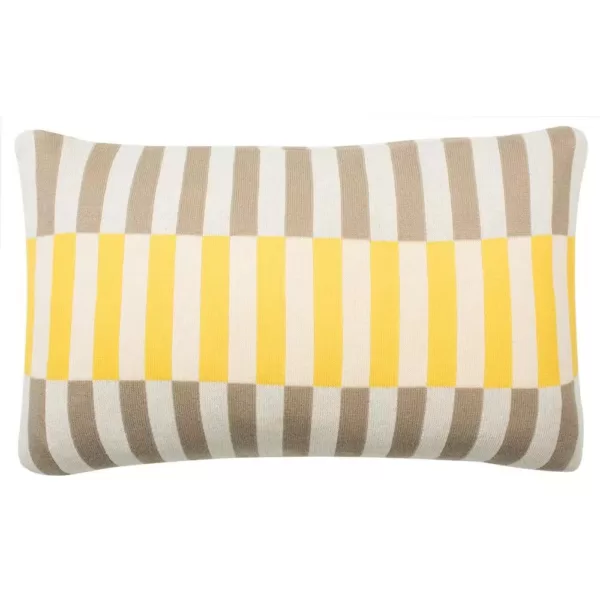 Safavieh Stone Yellow Natural Striped Down Alternative 12 in. x 20 in. Throw Pillow